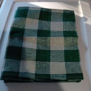 Green and White Checkered Tablecloth Runner